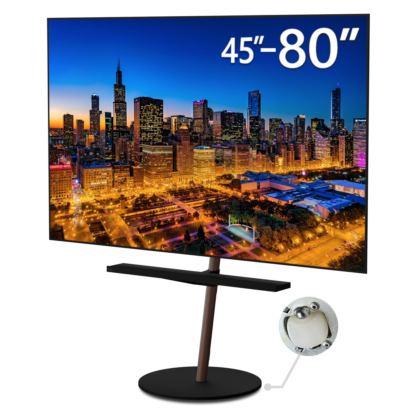 WALL Seven Stand A2 Large | Rolling TV Stand for 45–80" w/ 37.4" Soundbar Shelf | Walnut | Portable TV Stand with Shelf | Height Adjustable, Space Saving, for Living Room and Bedroom