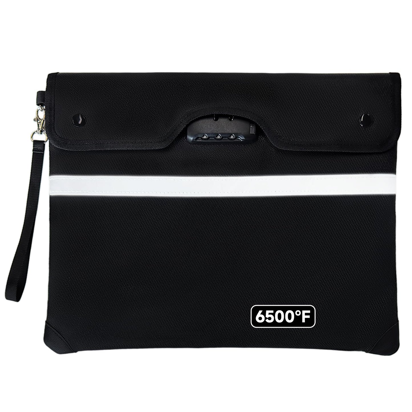 Upgraded 6500°F Fireproof Document Bag with Lock, Waterproof 9-Layer Heat Insulated | Dual-Liner Card Slot Money Bag with Zipper/Reflective Strip for Passport, Important Paper, Cash(15 x 12In)