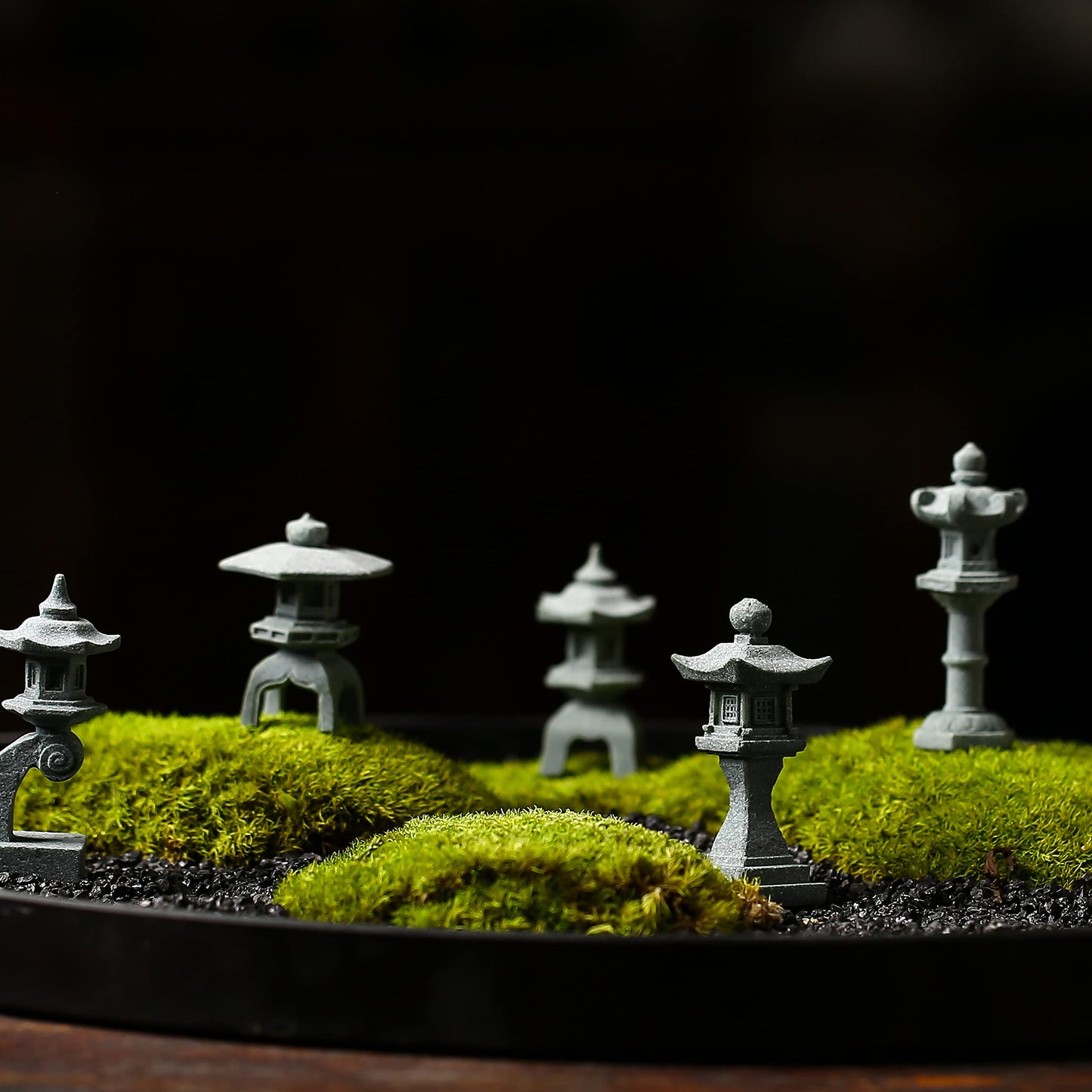 Sdeetesamjun Miniature Japanese Lantern Pagoda Figurines Asian Decor Fish Tank Aquarium Ornament Fairy Garden Accessories Zen Terrarium Bonsai Decorations (6 Small Sandstone)