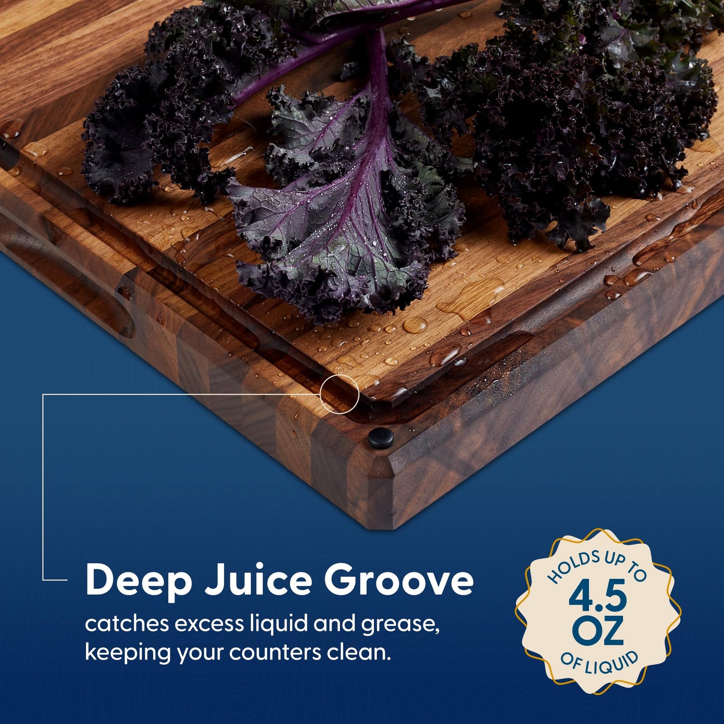 Sonder Los Angeles Franklin Cutting Board Made in USA | Black Walnut Edge Grain Cutting Board for Kitchen with Non-Slip Feet & Juice Groove | Gift Box Included | 20x15x1.5 in