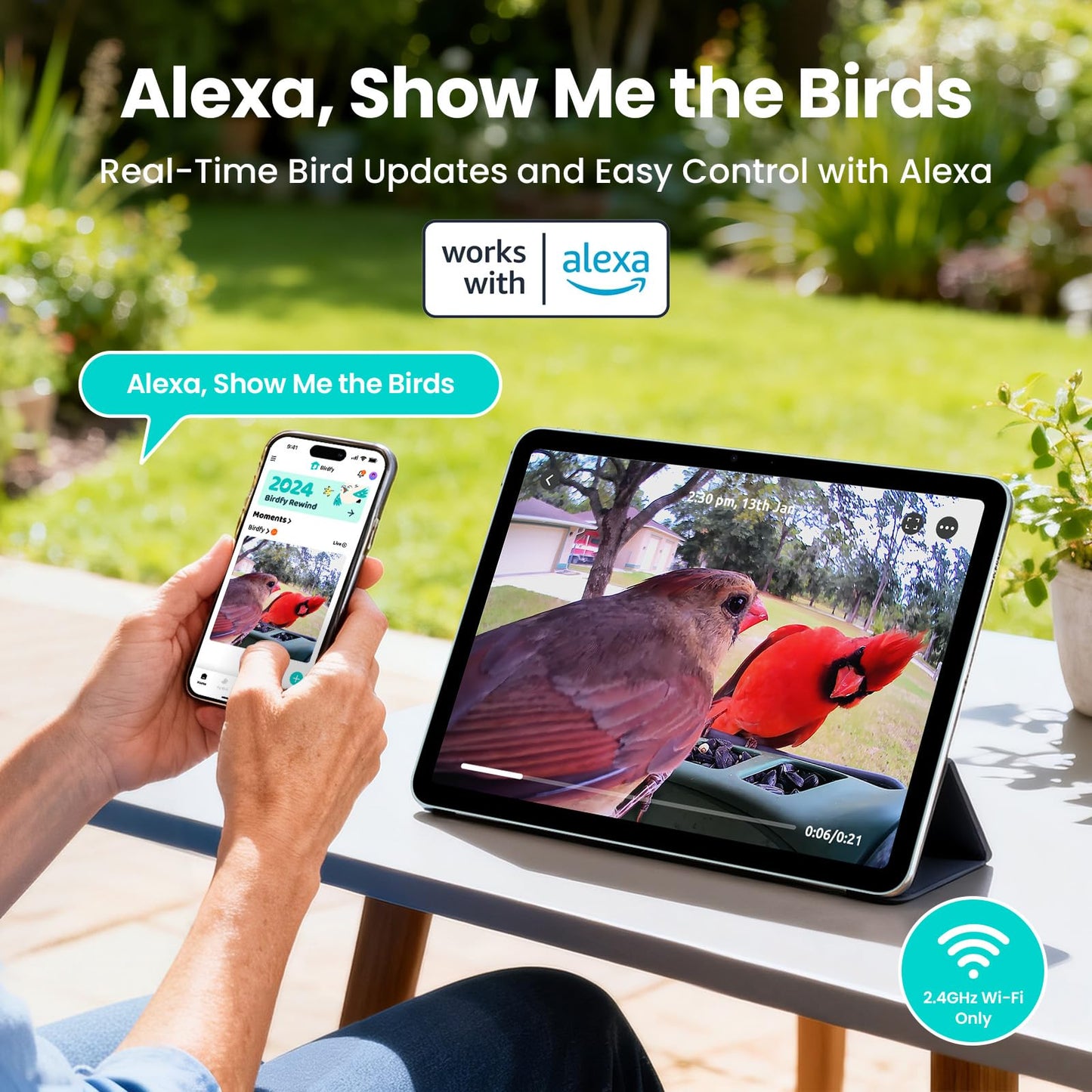 Birdfy 2 Smart Bird Feeder with Camera, AI Identifies 6000+ Bird Species, Dual-Lens 2K+1080P Camera for Live Streaming & Close-Up Photos, Solar-Powered Backyard Birdwatching Gift for Christmas