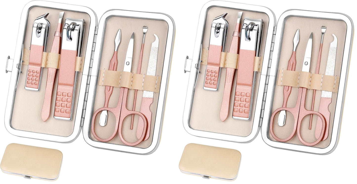 Manicure Set Women Nail Clippers Set Nail kit Manicure Pedicure Kits Professional Grooming Kit Nail Care Gift for Women Nail Sets Ultra Sharp Suitable for Home Travel Foot Hand Care Tools (Pack of 2)