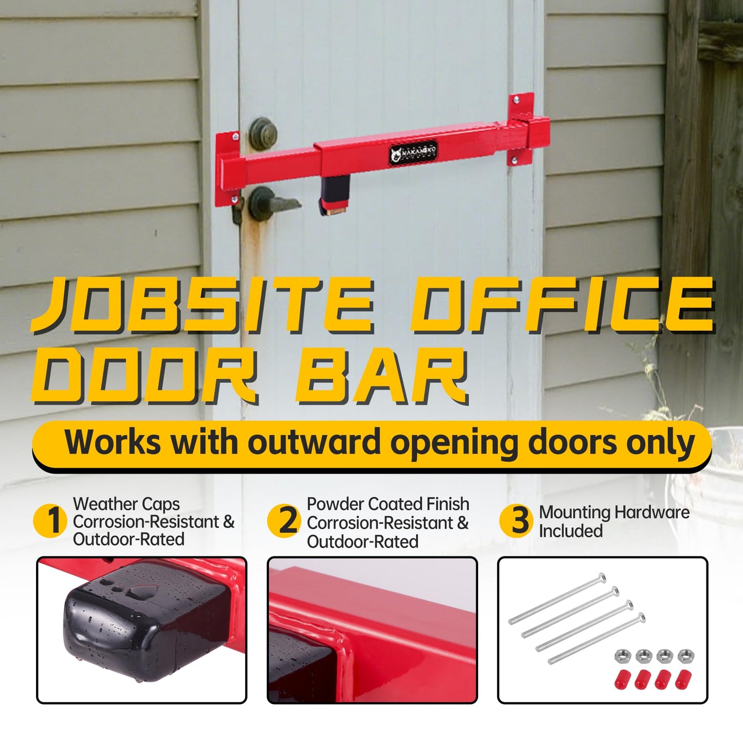 Door Security Bar-by NAKANEKO The Entire Width of Your Outward Opening Front Door-Safe Jobsite Office bar. 2500 pounds of Resistance Fits Doors 33"-40" Wide.(Combination Lock)
