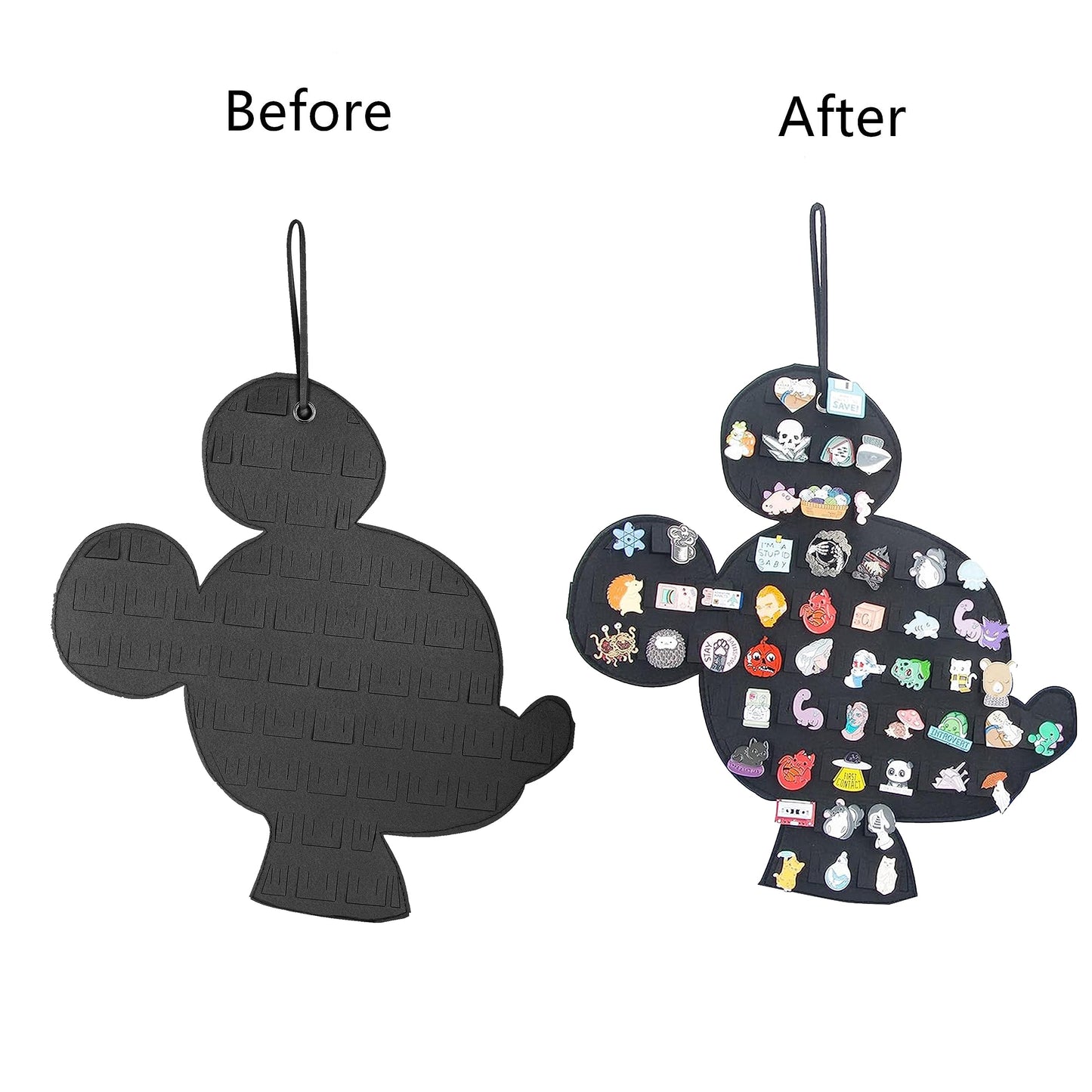 JOYMOMO Hanging Brooch Pin Organizer Enamel Pin Display Cute Cartoon Shape Brooch Pin Display Storage Holder for Brooch Pin(Without Accessories ) (black-mouse)