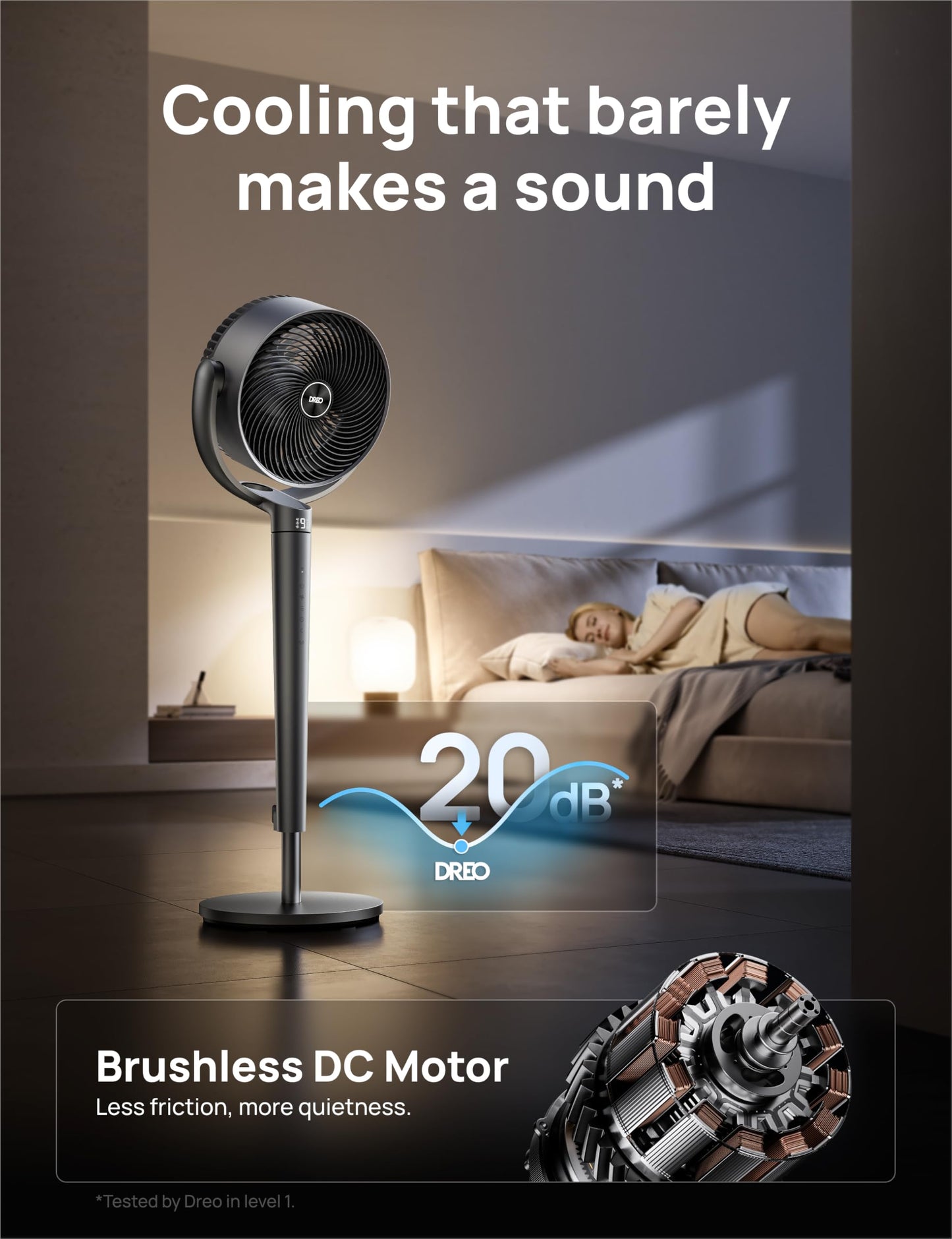 Dreo Smart Fan for Bedroom, 110ft Pedestal Fan with DC Motor, 150°+120° Omni-Directional Oscillation, Quiet Floor Fan with Smart Control, 9 Speeds, 6 Modes, 43'' Inches, 12H Timer, Wi-Fi/Voice/Alexa