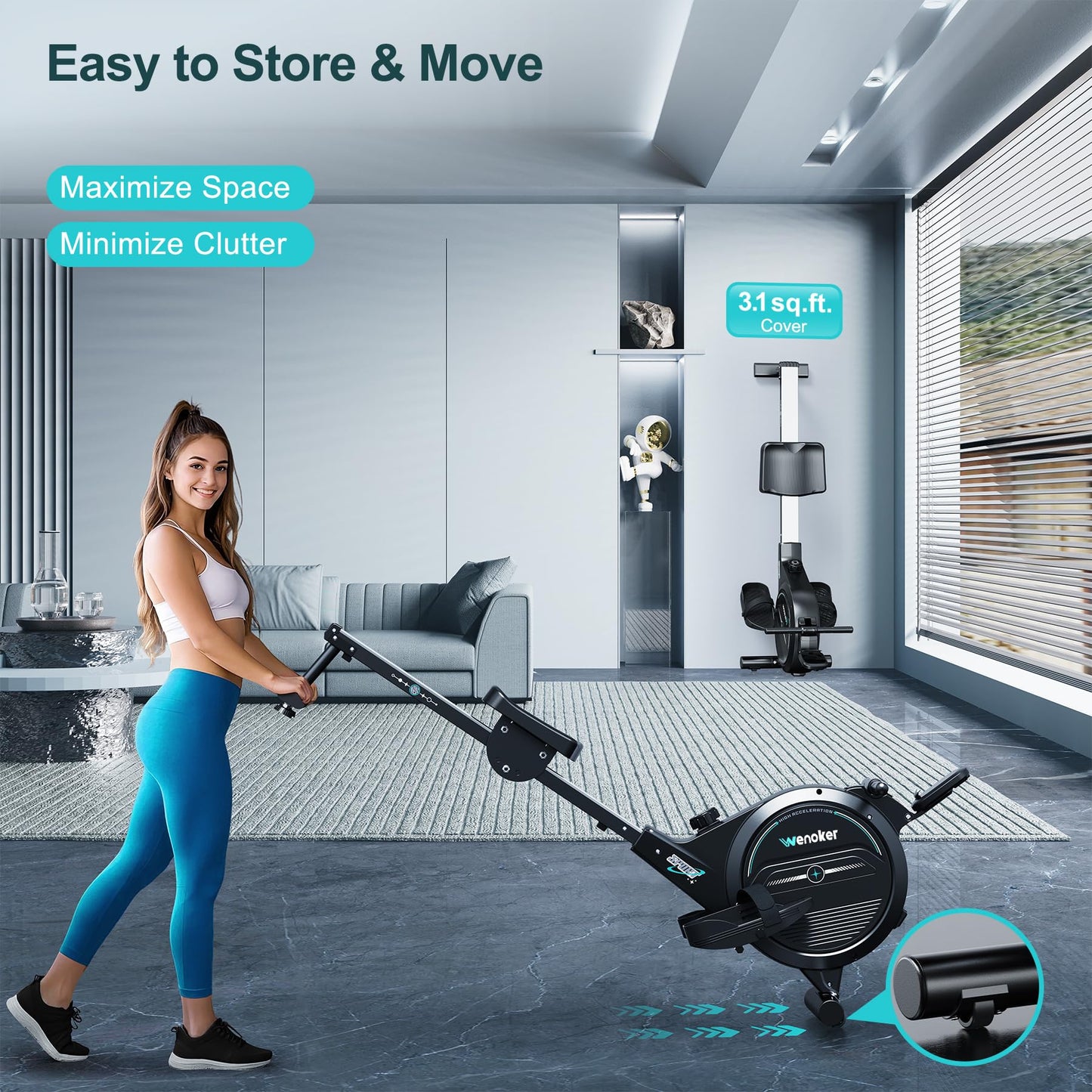 Rowing Machine,Wenoker Magnetic Rower Machine for Home,350 LB Weight Capacity, 16 Levels of Workout Resistance,Bluetooth App Supported LCD Monitor Tablet Holder & Comfortable Seat Cushion