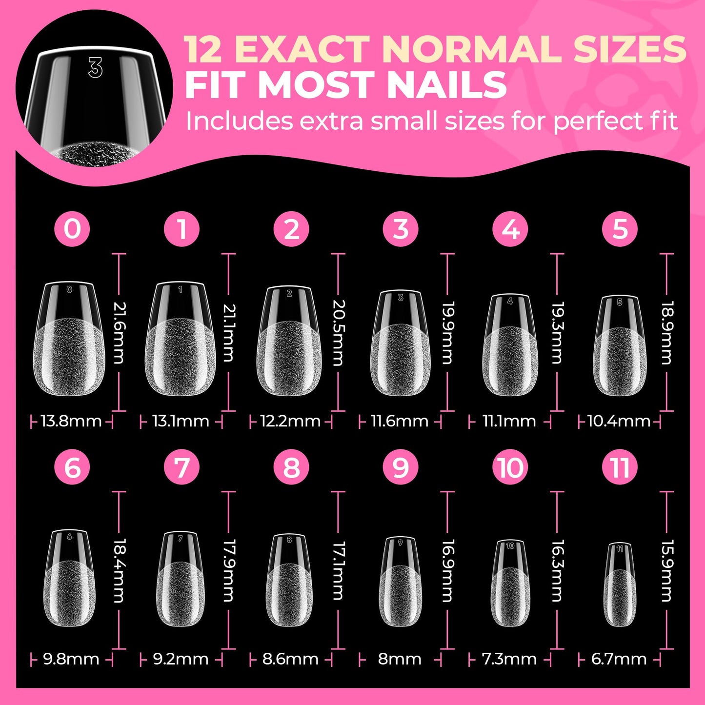UNA GELLA Short Coffin Nails Tips, 504pcs No c Curve short Coffin Gel Press On Nails Pre Etched For Women Acrylic Nail Extension Full Cover Home Salon 12 Sizes