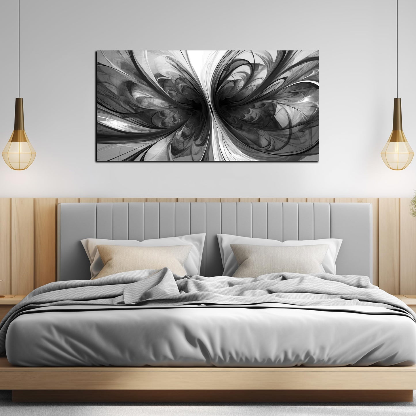 TYTAUPT Black and White Pictures for Wall Abstract Art Wall Decor for Living Room Bedroom Office Wall Art 24 x 48 Inch