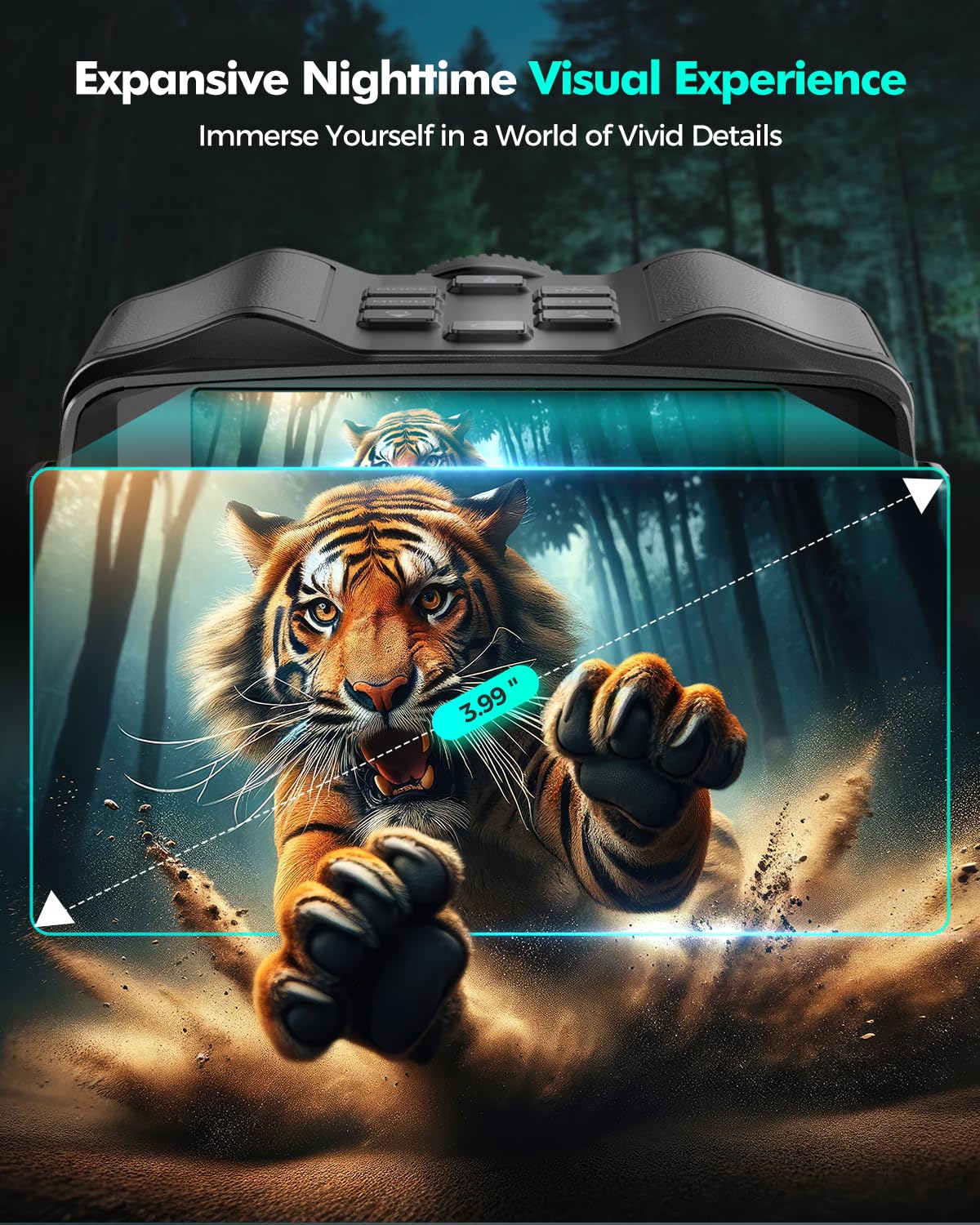 HEXEUM Night Vision Goggles for Adults, 3.99" HD Screen, 10000mAh Rechargeable Night Vision Binoculars with 64GB Card for Hunting Camping Surveillance