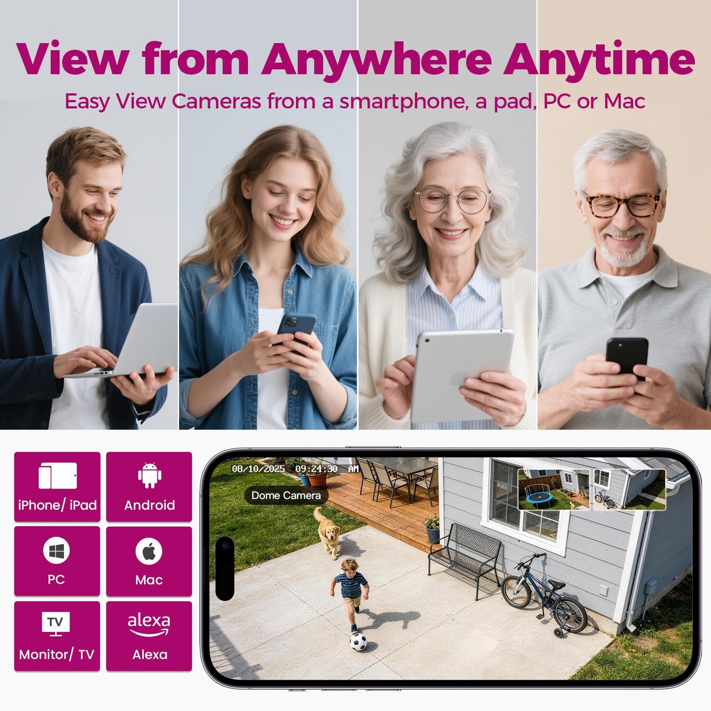 [Doorbell + 4-CAM] XMARTO 6MP Tri-Lens Wireless Security Camera & Smart Doorbell Set, 4Pcs 3-View 360°PTZ AI Tracking Cam & 16CH 4K WiFi6 NVR (1TB HDD) & 2.4G/5G Dual Band Doorbell, No Monthly Fee