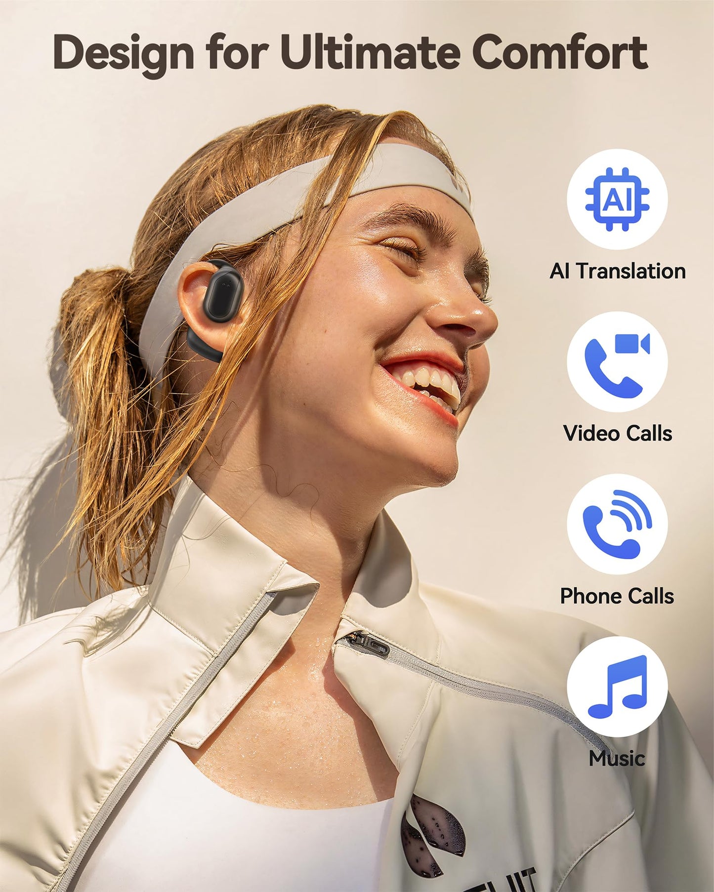 AI Translation Earbuds Real Time, 164 Languages & Accents, Translator Earbuds 90H Playtime, Translation Headphone LED Display Audifonos Traductores Inglés Español for Travel Business Meeting, Black