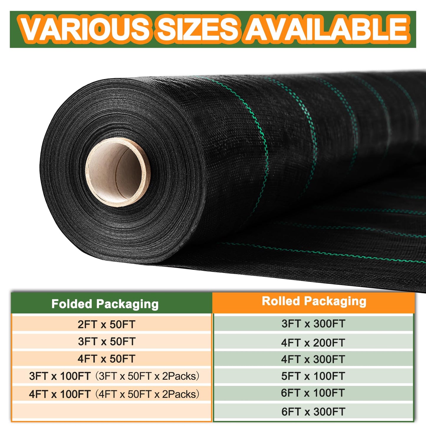 Winisok Garden Weed Barrier Landscape Fabric 2FT x 50FT, Premium Weed Control Garden Cloth, Durable Woven Geotextile Fabric, Mulch Breathable Ground Cover for Landscaping Weed Blocker Garden Bed