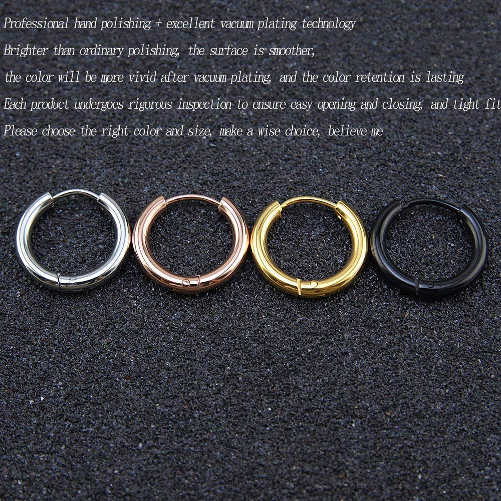 316L Surgical Stainless Steel Huggie Hoop Earrings 12mm Silver Hypoallergenic Earrings Hoop Cartilage Helix Lobes Hinged Sleeper Earrings For Men Women(E02:12mm Silver(THK 2.0mm))