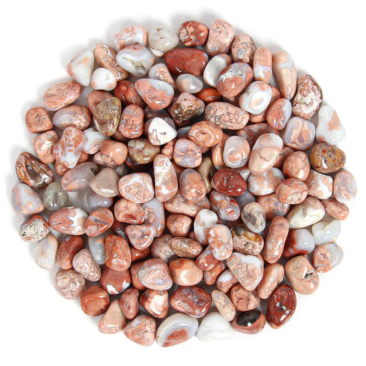 1.1lb Natural Crushed Pink Botswana Agate Crystal Tumbled Chips-Healing Crystals Chips Bulk, Crushed Crystal Gemstones for Crafts, Beautiful Package for Gift (Pink Botswana Agate)