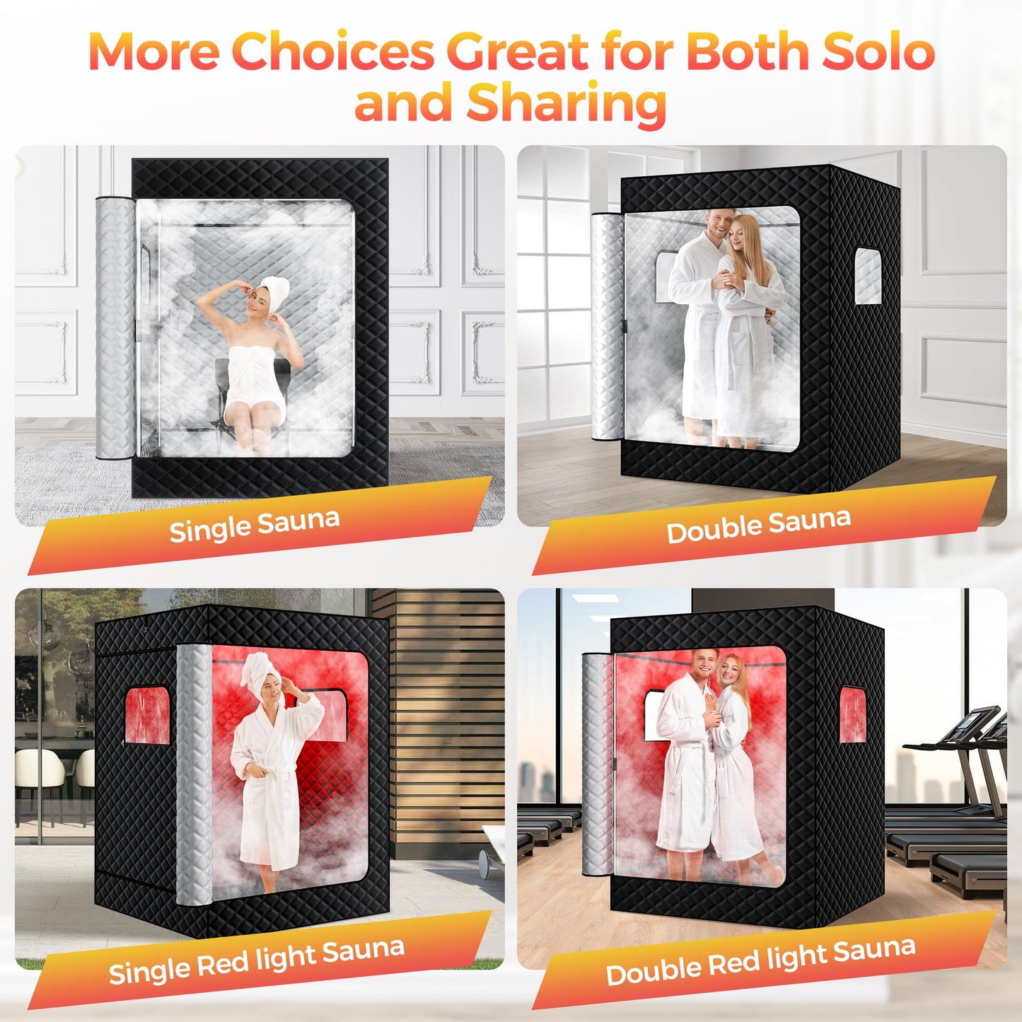 KASUE Upgraded 2 Person Sauna, Portable Infrared Sauna with 5-Layer Waterproof, 2 Steamers, 2 Folding Chair, 71”x 36”x 49” for Indoor, Outdoor, Gym, Spa, Carbon Black