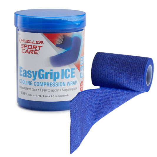 MUELLER Sports Medicine EasyGrip ICE Cooling Compression Wrap for Men and Women, Compression & Ice Therapy Support, 1 Continuous Wrap, 3.1 Inches x 14.7 Feet, Blue