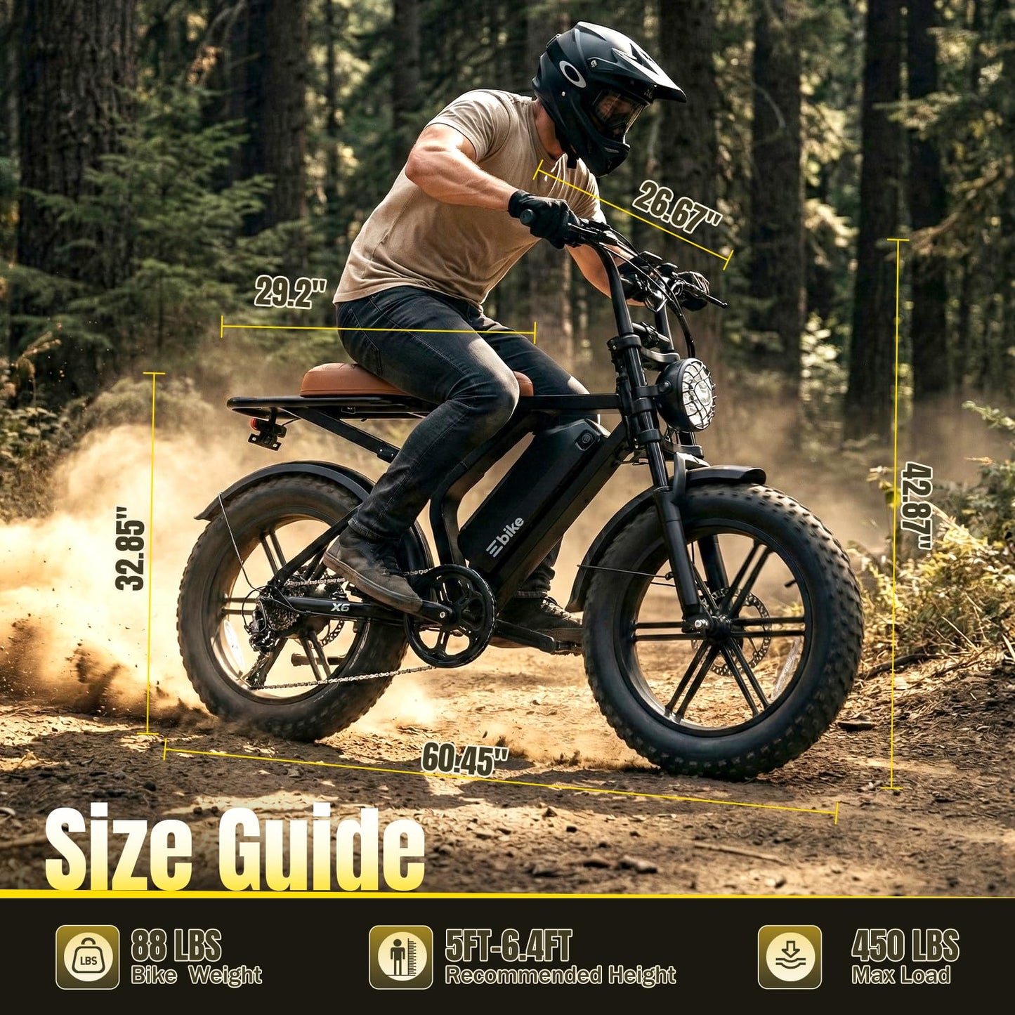 TST Electric Bike for Adults, 1500W Peak Motor, 20" Fat Tire All-Terrain E Bike, 15Ah Single/Dual Removable Battery, Up to 32MPH, 60/100 Miles Long Ranges