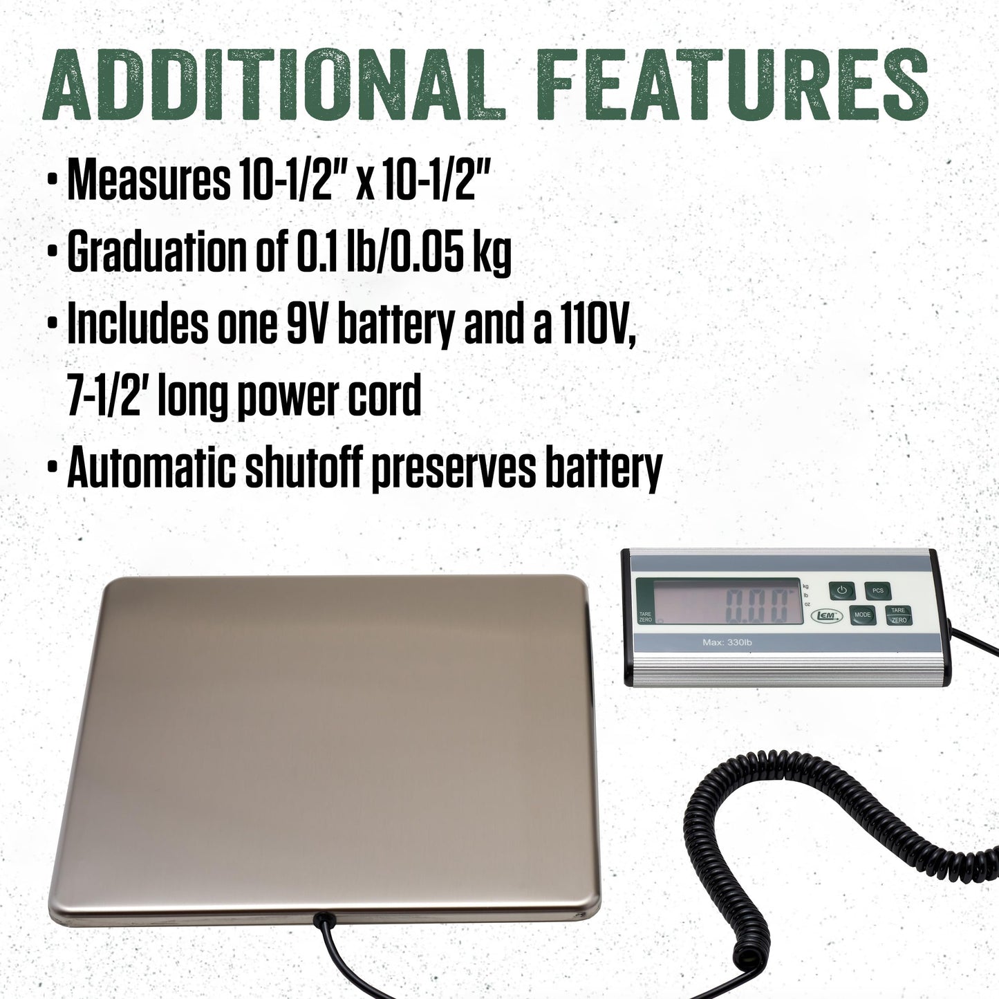 LEM Products 330 lb. Stainless Steel Digital Scale, Silver