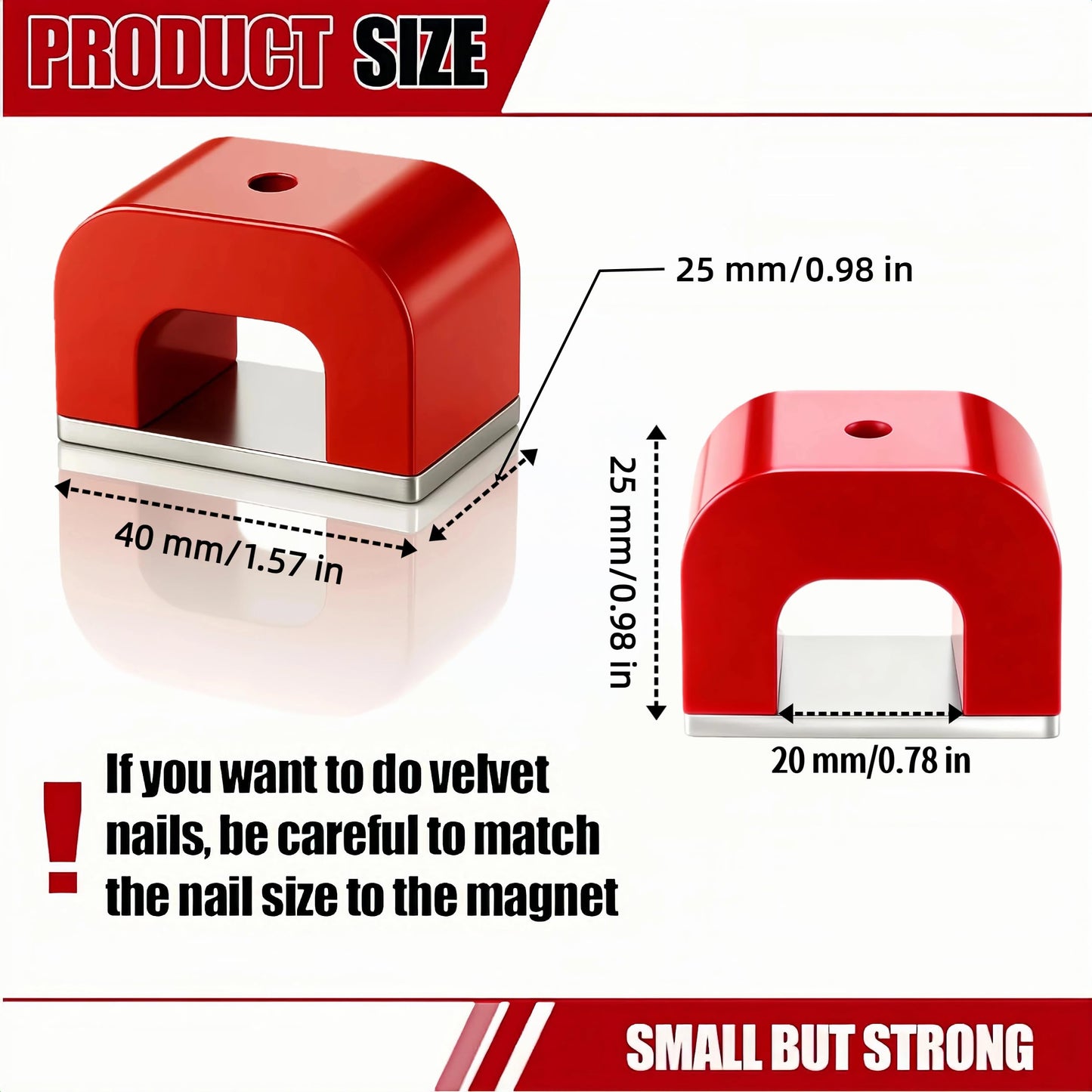 25LB Red Horseshoe Magnet,Strong U Shaped Magnet for Nail Polish,Heavy-Duty Alnico Magnets for Cat Eye Gel Polish Nail Art