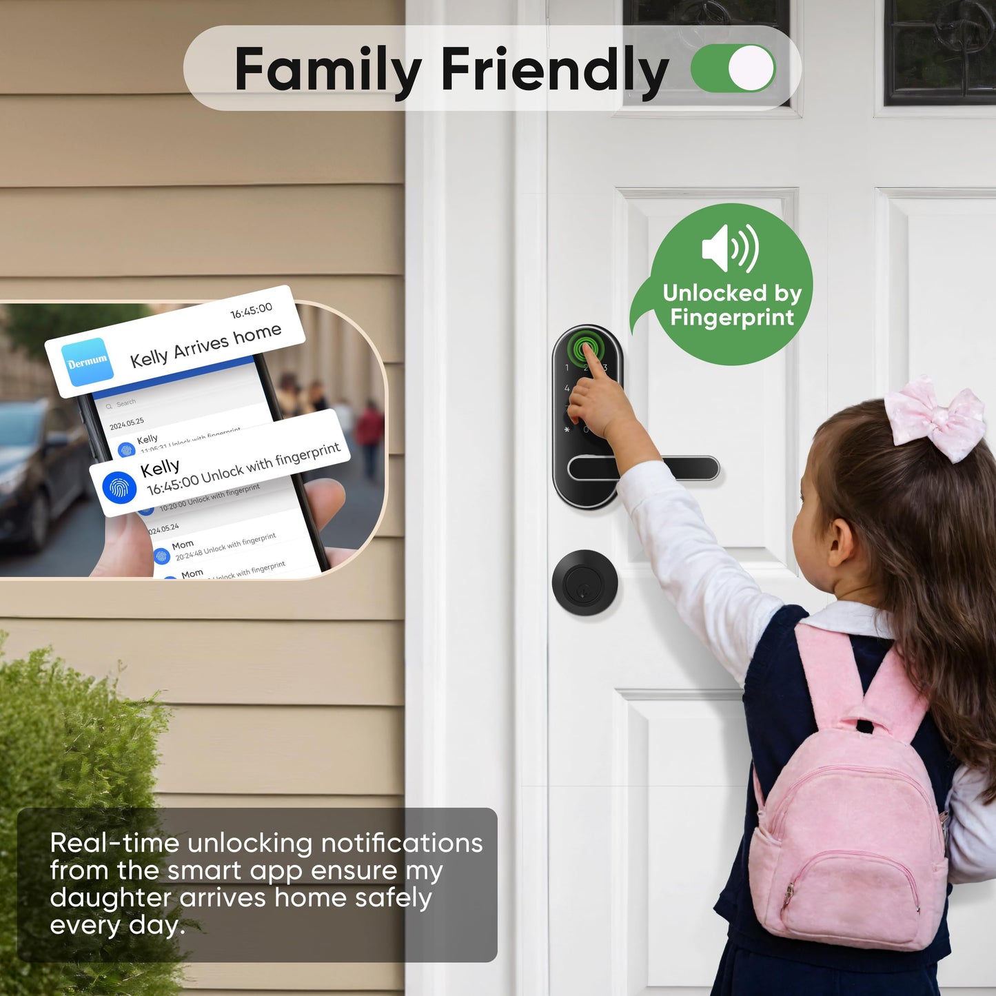 Keyless Entry Fingerprint Digital Smart Lock with Handle & Keypad: Electronic/Electric Lock with Code, App Control Biometric Deadbolt Door Knob for Front, Interior, Exterior & Bedroom Door (Silver)