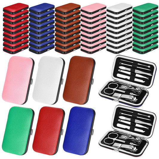Leriton 60 Pack Manicure Set Bulk Gifts, 8-in-1 Stainless Steel Nail Clipper Set with Case, Appreciation Gifts for Nurses Week, Mother's Day, Women, Employees, Coworkers(Mix Color,Warm)