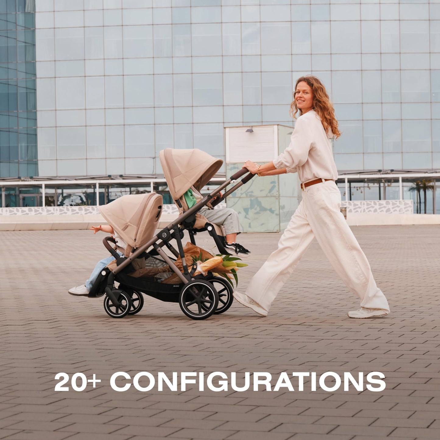 Cybex Gazelle S All-in-One Toddler and Baby Stroller with Over 20 Modular Configurations, Ergonomic Near-Flat Recline, Shopper Basket, and Compact Fold, Moon Black, Black Frame