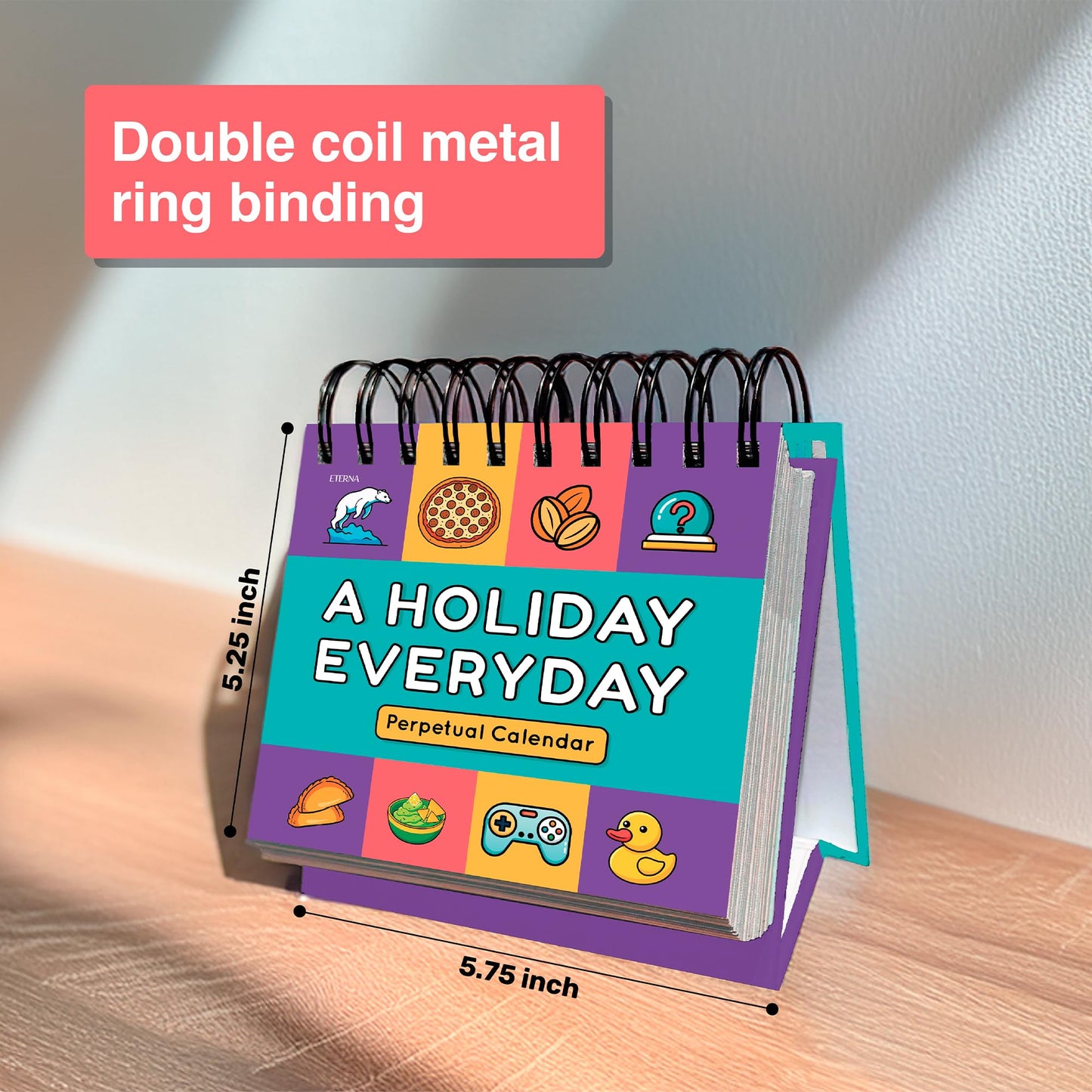 Everyday Is A Holiday Calendar | Funny Perpetual Desktop Calendar With Every Goofy & Silly Holiday For Each Day Of Year, 365 Humorous & Weird Holidays with Custom Illustrations on Every Page