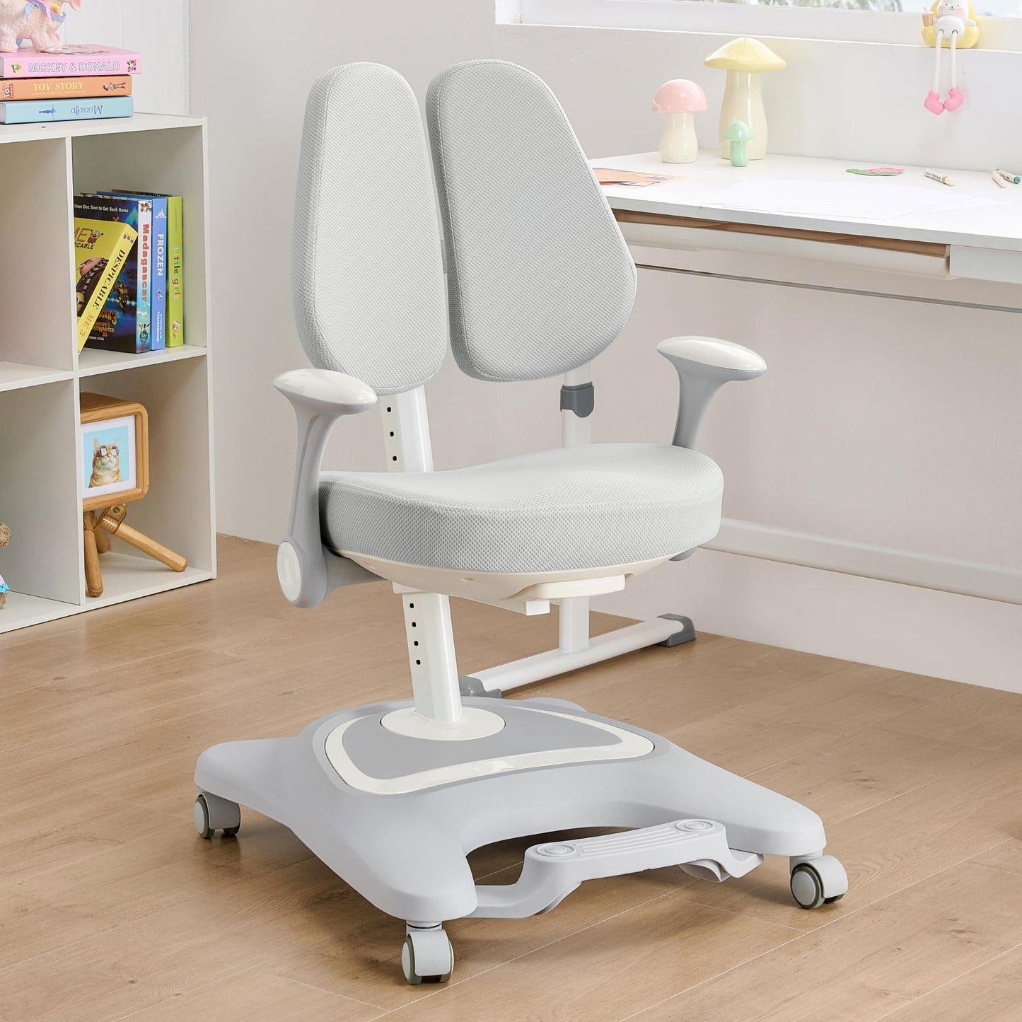 ERIYA Kids Desk Chair,Ergonomic Chair: Height-Adjustable, Double Back Support – Multifunctional for Study/Work/Dining | Ideal for Kids, Petite Adults – Ultra-Comfy (Bedrooms, Schools, Offices)(Grey)