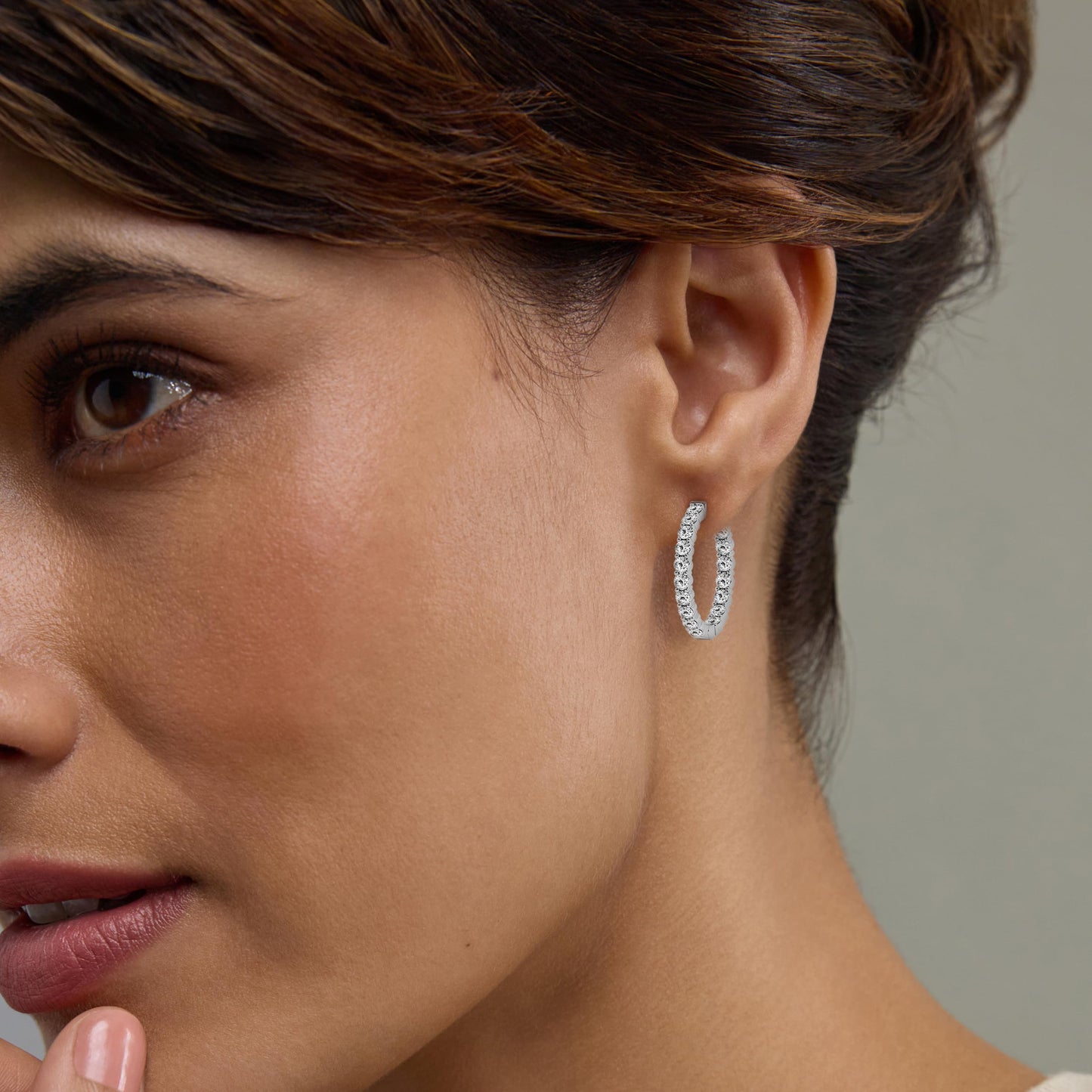 Belacqua 4.00 Carat Round Lab Grown Inside Out Diamond Hoop Earrings in Sterling Silver, Color G+, Clarity SI, Prong Set, Fine Jewelry for Women, Gift Box Included