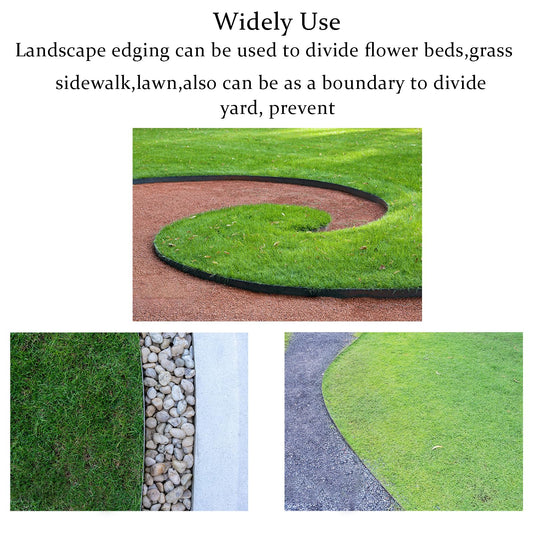 Landscape Edging 33FT, 4IN Tall Garden Edging Border with 50pcs Spikes, Plastic Lawn Edging Kit, Tool-Free Flexible Borders Edging for Garden Flower Beds Tree Surrounds Yard Pathway, Black