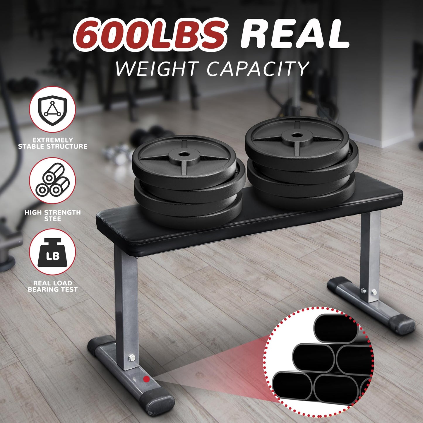 Fitvids Flat Utility Weight Bench for Home Gym Weight Training – Ab Exercises and Flat Exercise – nan – Gray/Black
