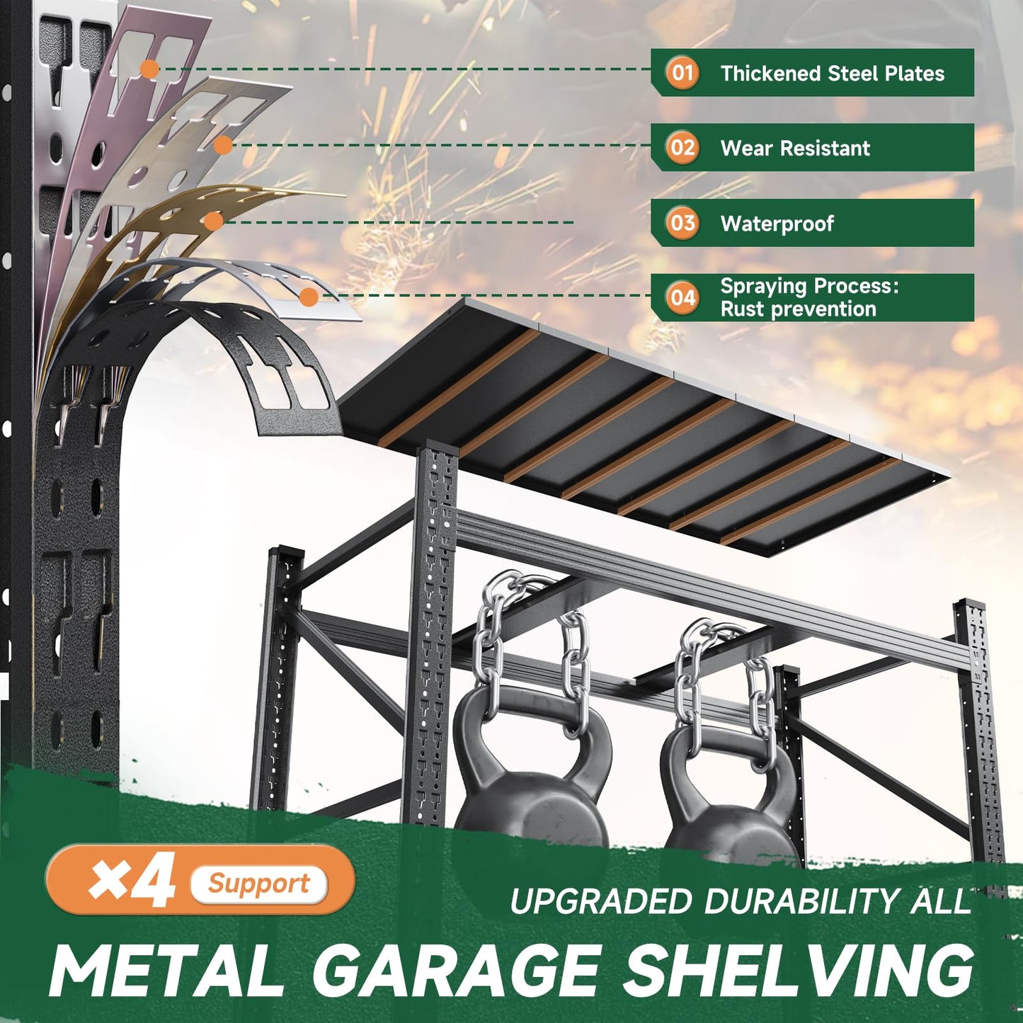 Letaya 71.3" W Metal Storage Shelves,5000LBS Heavy Duty Garage Shelving Units, 4 Tier Adjustable Utility Rack Shelf,Large Industrial Shelves,for Shop,Warehouse,Basement (71.3" W x 24" D x 70" H)