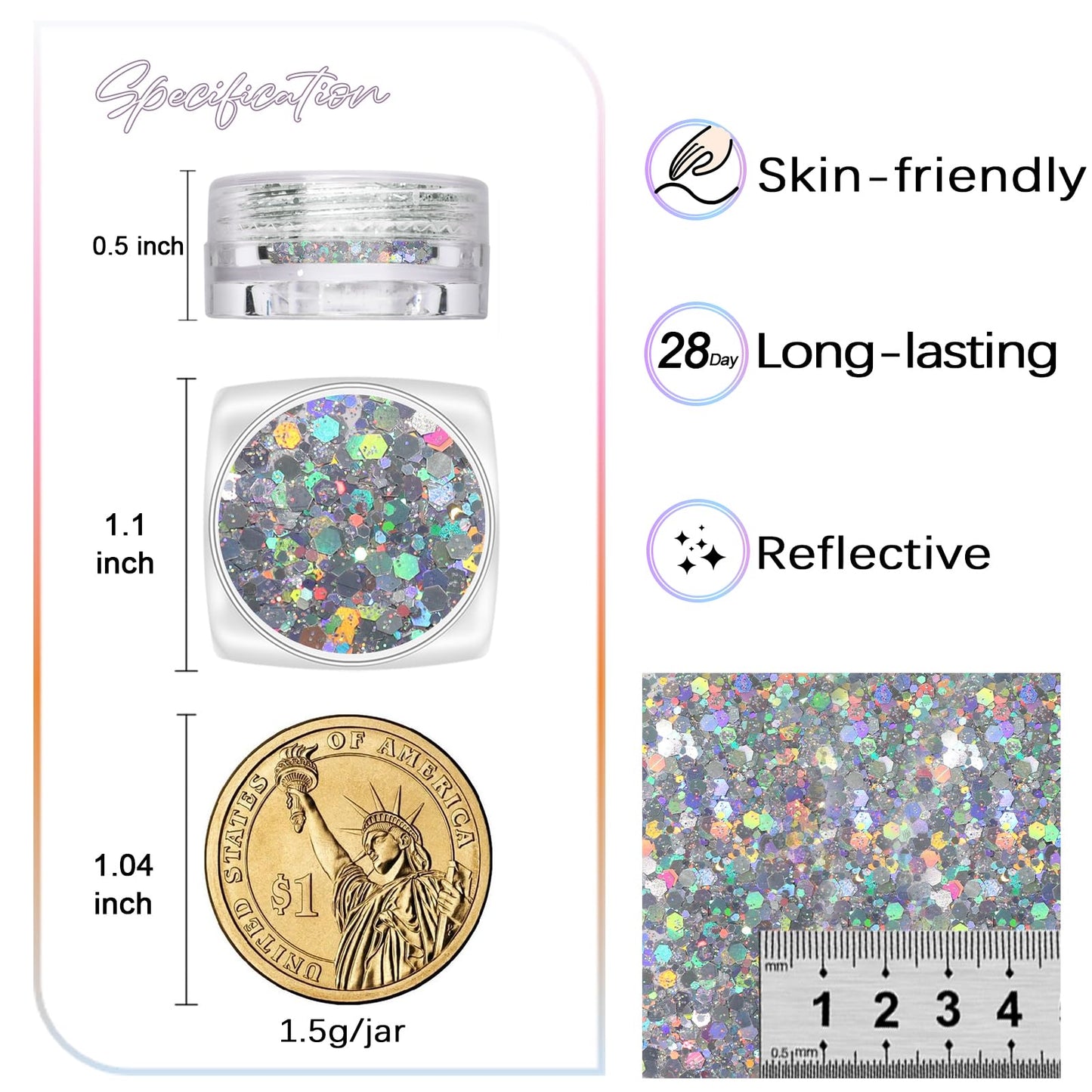 Laza 8 Colors Nail Art Glitter Diamond Dust Iridescent Nail Powder Chunky Glitter Confetti Foil Flakes Sequins for Nail Art Supplies, Gel Polish, Mermaid Makeup, Body, Resin — Dancing Sparkle