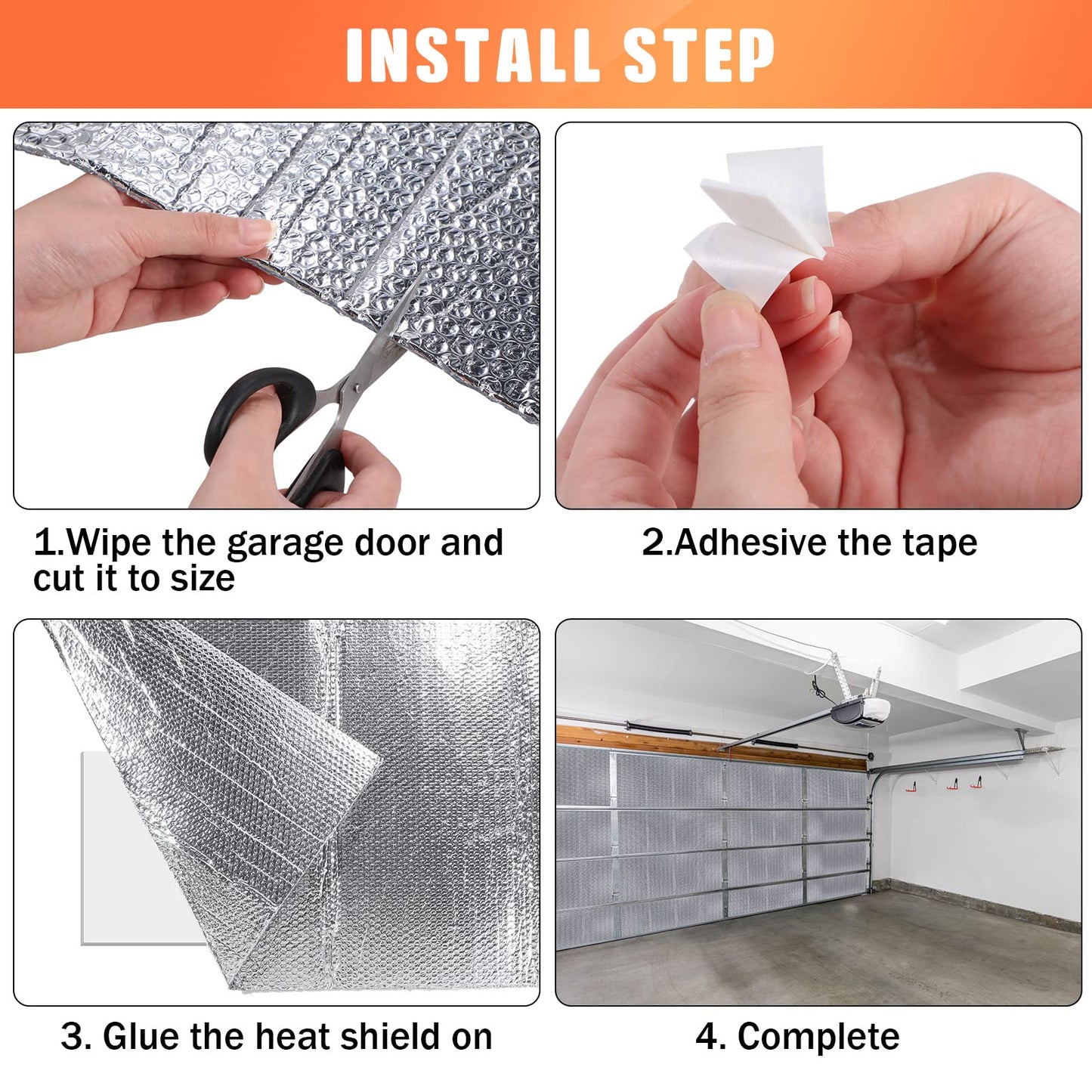 Gerrii 16 Pcs 16 P Garage Door Insulation Kit Double Bubble Insulation Panels Reflective Aluminum Radiant Thermal Winter Summer Barrier Sheets 100 Tape for Attic Garage Wall (20.5 x 54 Inch)