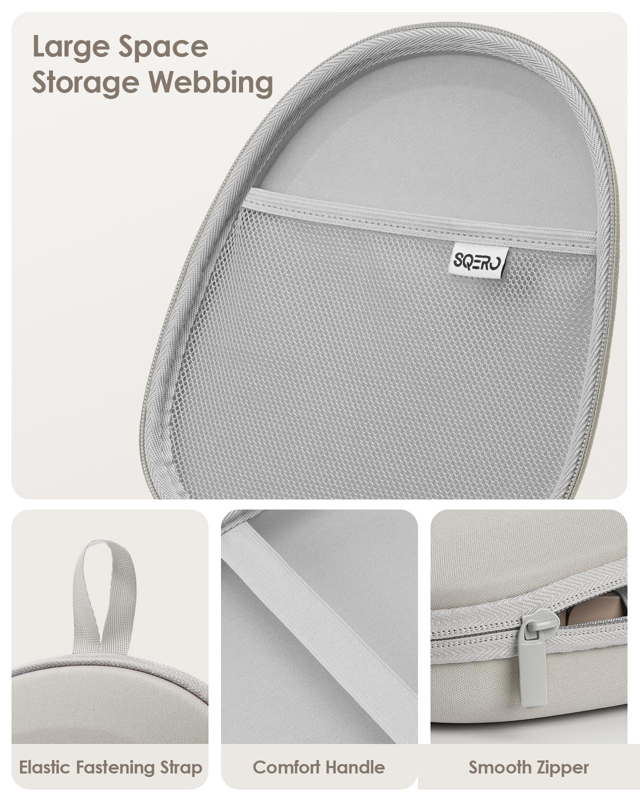 Headphone Case Hard Shell Super-Slim for Sony/JBL/Bose/Soundcore Anker/BERIBES KVIDIO TOZO JLab Over-Ear Headphones Universal Portable Travel Organizer Bag (Beige)