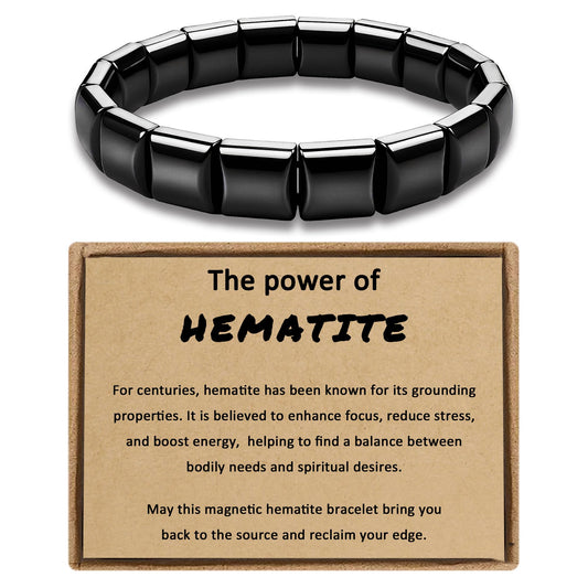 Trinckle Hematite Bracelet for Women Men, Easer Gifts Natural Hematites Stone Bracelet, 7 Inch Magnetic Hematite Bead Inspirational Jewelry Pulseras Para Hombres Reclaim Your Energy Confidence