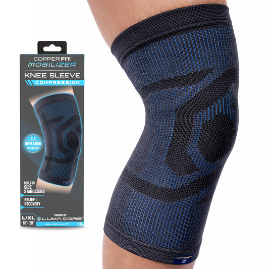Copper Fit Mobilizer Knee Sleeve – ProSeries with Removable Side Stabilizers Knee Support for Advanced Recovery – Mobility, Knee Pain, Swelling, Inflammation, Circulation, Arthritis, Tendonitis (L/XL)