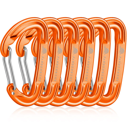 PANDENGZHE 6pcs Small Carabiner Clips, 9KN (2023lbs) Heavy Duty, Lightweight Carabiner for Camping, Hiking, Keychain, Gym, Dog Leash (Orange)