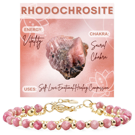 Farfume Rhodochrosite Crystal Bracelet Beaded Bracelets for Women 4mm Natural Stone Beads Gemstone Handmade Jewelry Valentine's Day Gifts