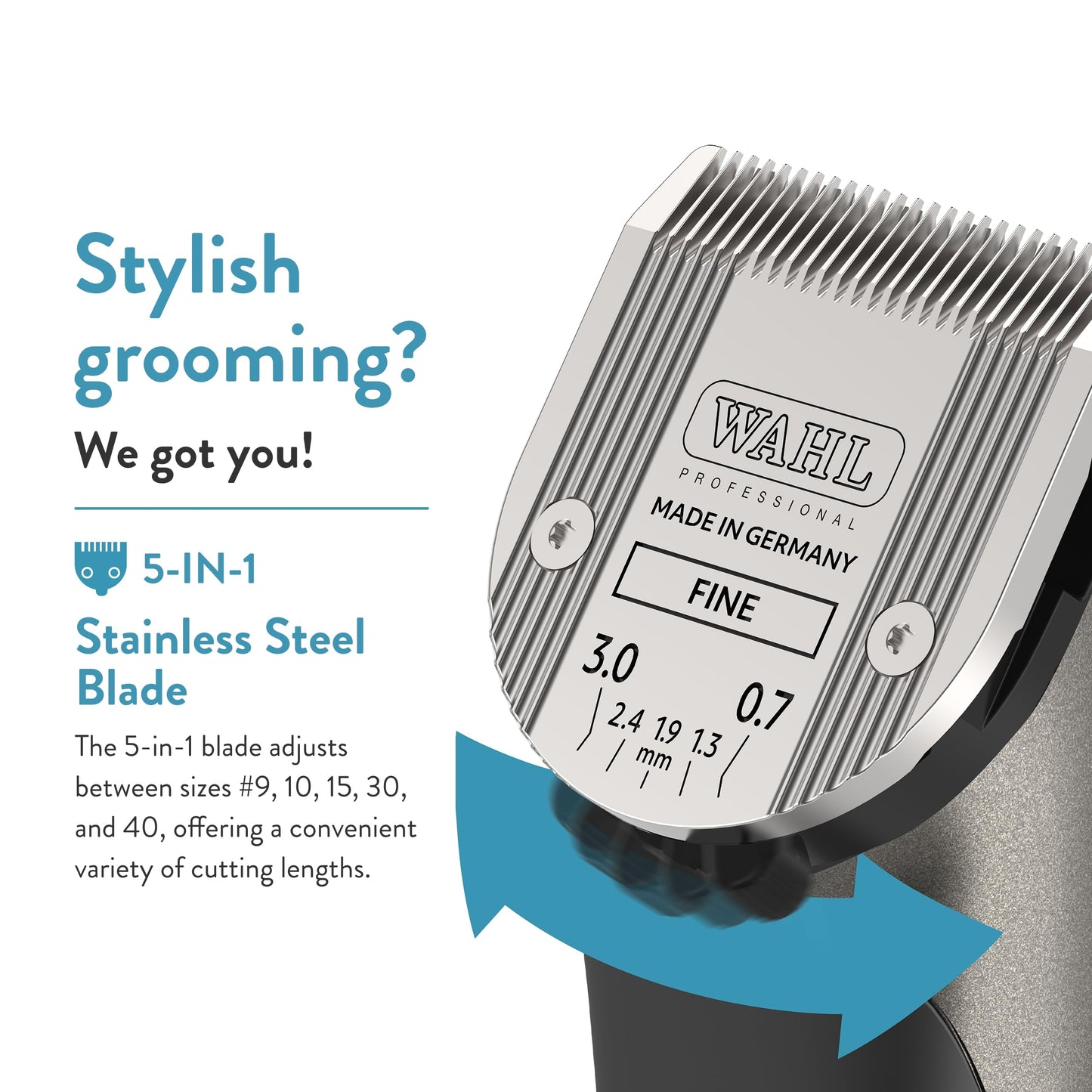 Wahl Professional Animal Bravura Pet, Dog, Cat, and Horse Corded/Cordless Clipper Kit, Gunmetal (#41870-0425)