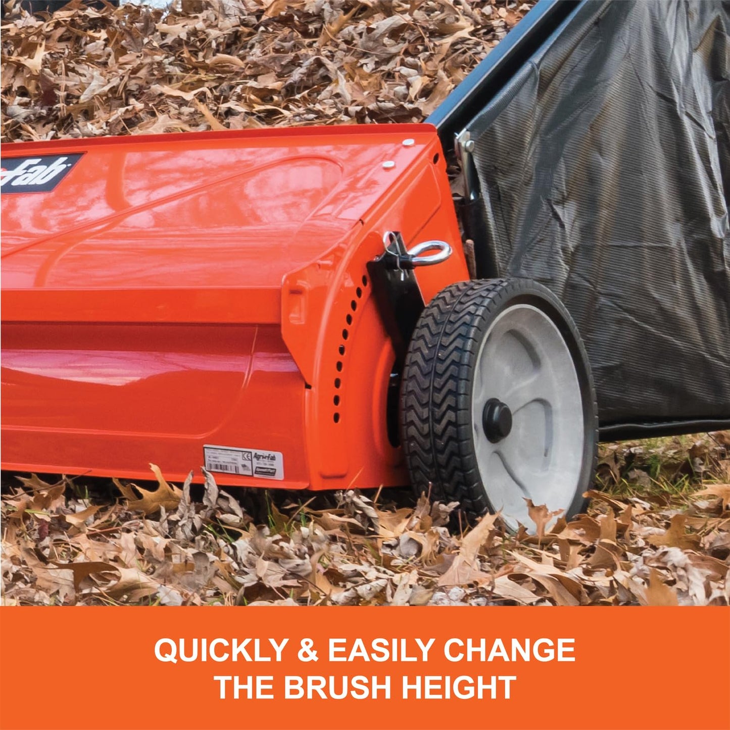 Agri-Fab 45-0492 44" Tow-Behind Lawn Sweeper, 28 cu. ft Hopper Bag Capacity; Leaf & Grass Catcher, with Adjustable Brush Height and Dump From Seat Handle