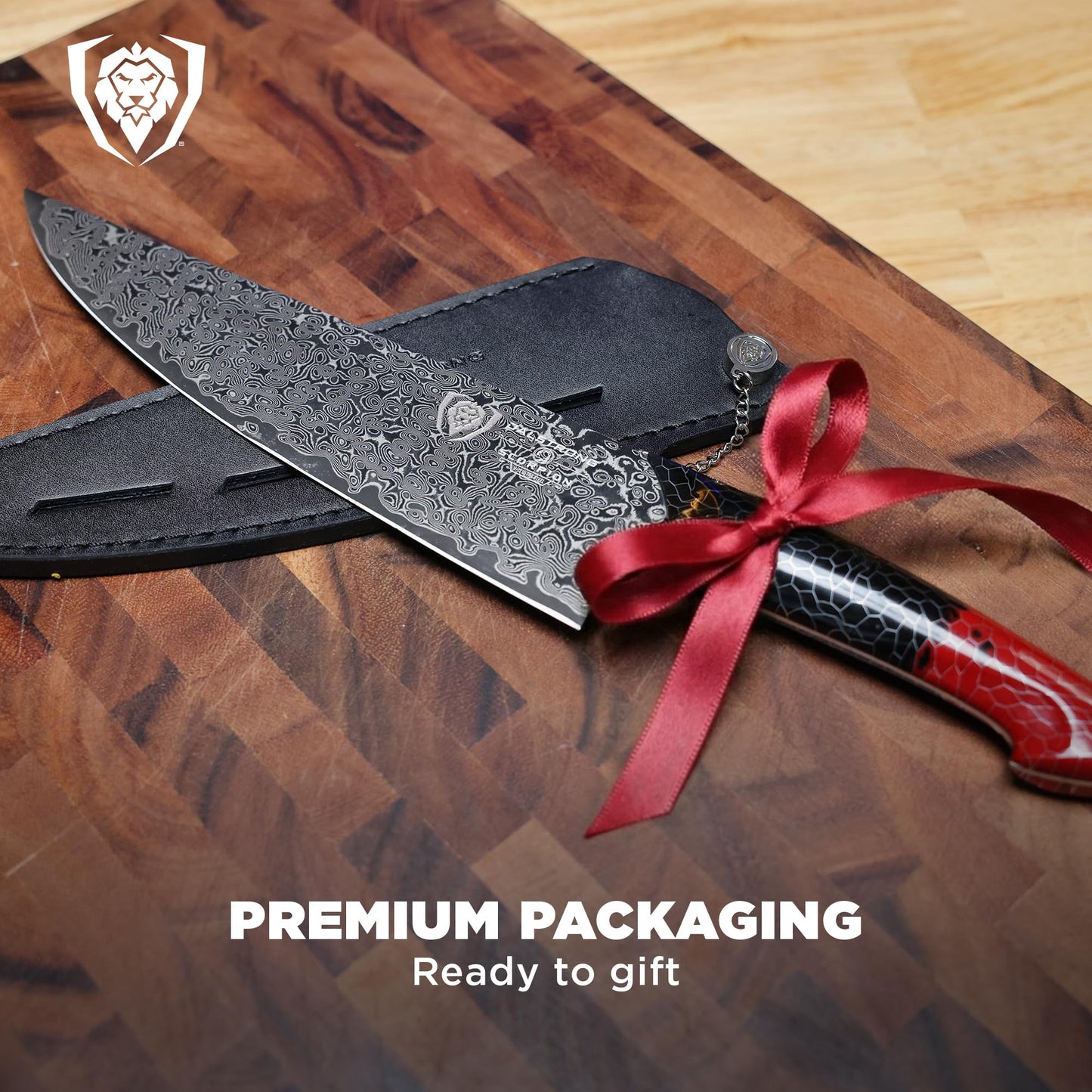 Dalstrong Chef Knife - 8 inch Blade - AUS-12V Exclusive Japanese Steel - Black Damascus Full Tang - Honeycomb Handle - Chef's Knife - Scorpion Series - Razor Sharp Kitchen - Leather Sheath