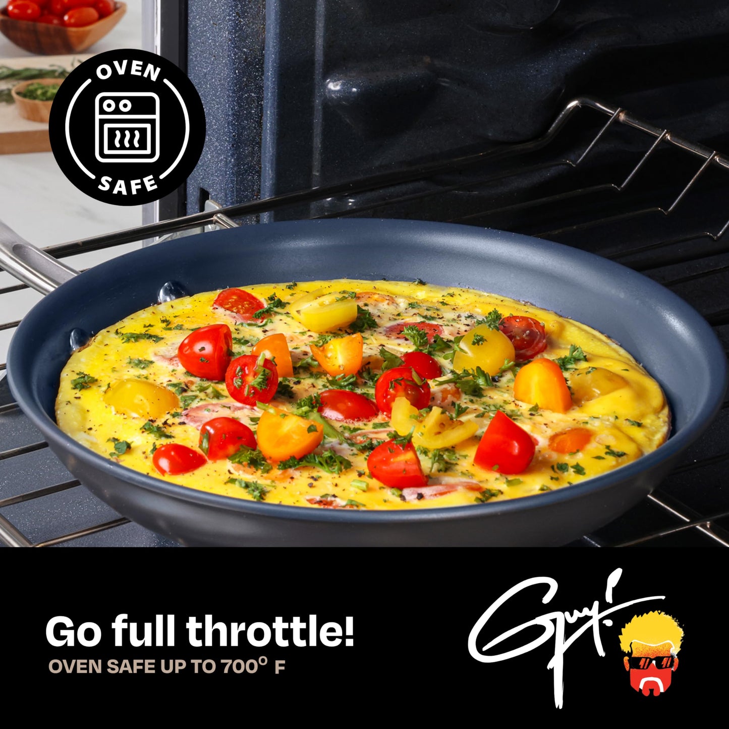Guy Fieri's Flavortown Laser Titanium 12 Piece Set - Non-stick Cookware Set Without PFAS, PTFE, or PFOA, 3x More Durable, Dishwasher Safe, Oven Safe