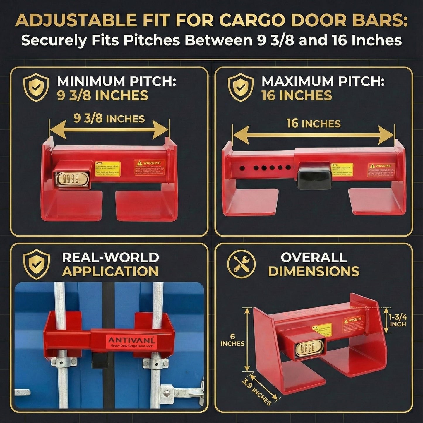Antivanl Shipping Container Locks Heavy Duty with Combination Lock, Maximum Security Semi Trailer Door Lock, Shipping Container Combination Locks for Semi Trailer Door Security (9 3/8" to 16")