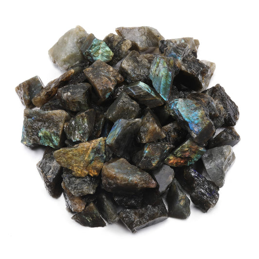 Top Plaza Bulk Labradorite Healing Crystals Rough Stones - Large 1" Natural Raw Stones Crystal for Reiki Healing, Wicca, Witchcraft, Tumbling, Cabbing, Fountain Rocks, Decoration, Polishing 0.5lb
