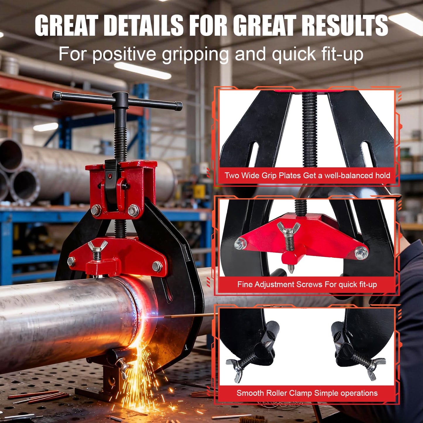 Alwalkee 5" to 13" Heavy Duty Pipe Alignment Clamp, Professional Welding Clamp with Quick Release