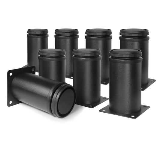 Masendelk 4 Inch Metal Furniture Legs Stainless Steel Adjustable Legs Black Metal Legs Round Cabinet Legs for Coffee Table Cabinet Desk Sofa Shelves, Pack of 8