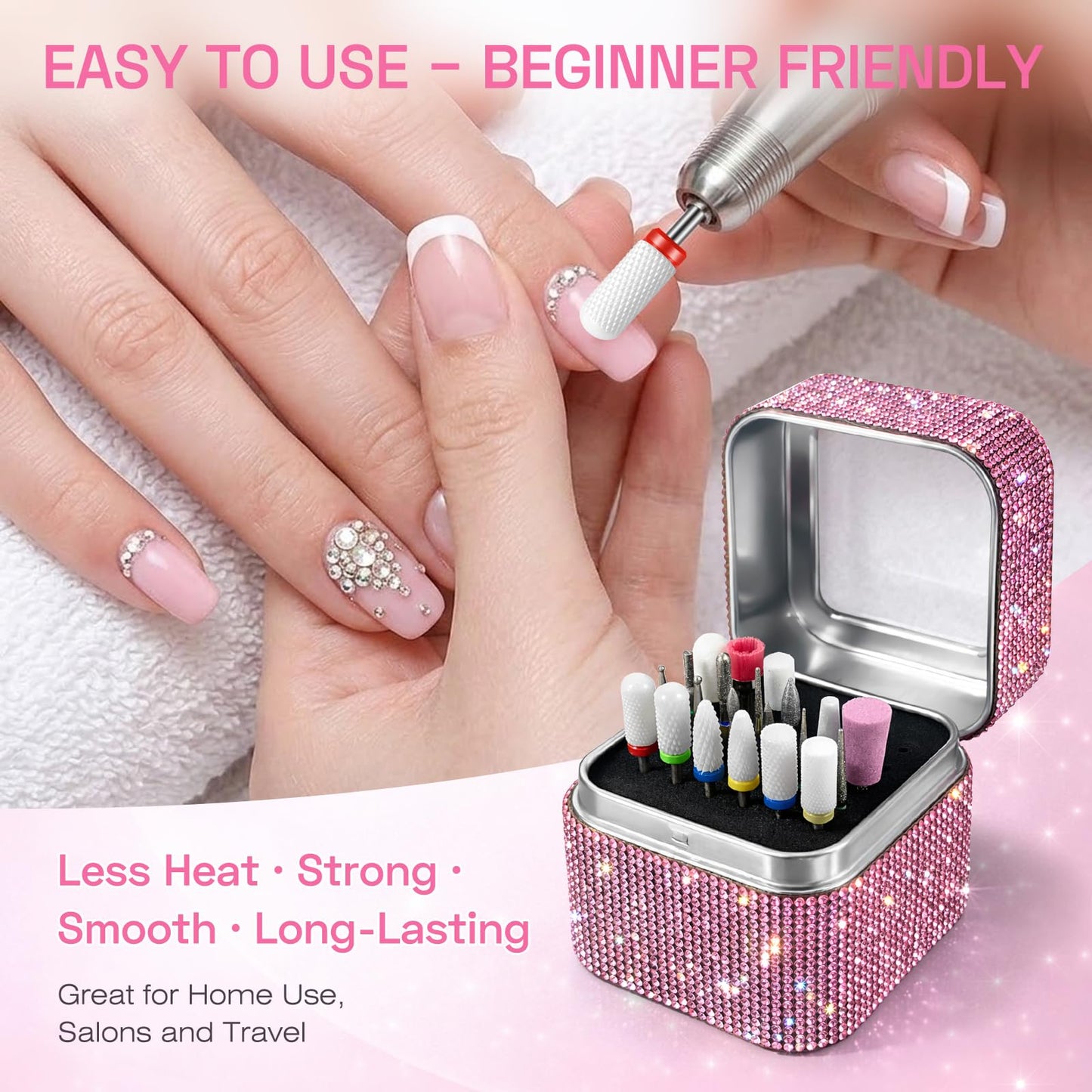 Nail Drill Bits Set Beginner-Friendly: 22pcs Safety E-File Bits with Visual Map - 3/32'' Professional Ceramic & Diamond Carbide Tool Kit for No-Pain Acrylic Gel Removal & Cuticle Prep