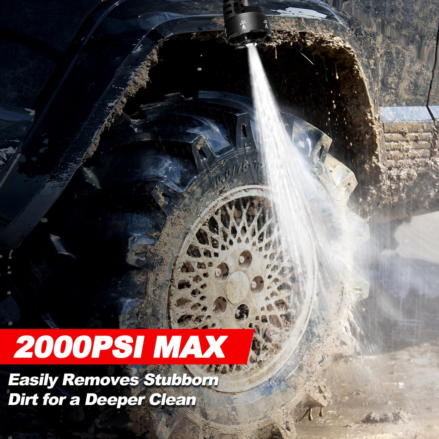 Cordless Pressure Washer, 2000PSI MAX Portable Pressure Washer with Brushless Motor, 5.0Ah Battery, 4 Speed Adjustment LCD Touch Screen, 6-in-1 Nozzle, No Faucet & Garden Hose Connectors