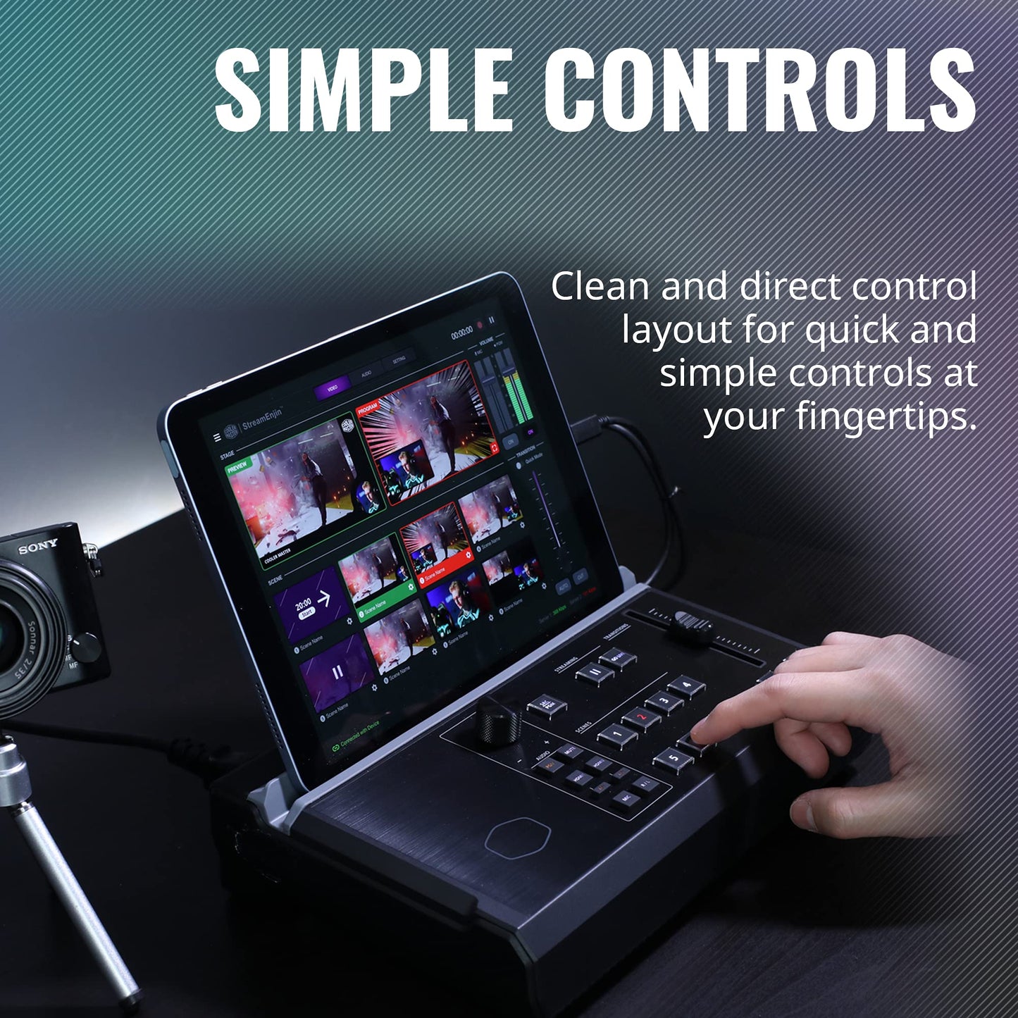 Cooler Master StreamEnjin Livestream Mixer, All-in-One Integration, 8 Customizable Storyboard, Dual Professional CDN Destinations, iPad/Android Tablet App (Tablet not Included) (RM-SEN1-H2H3-R1)